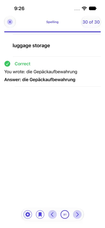 A German spelling question answered correctly: die Gepäckaufbewahrung