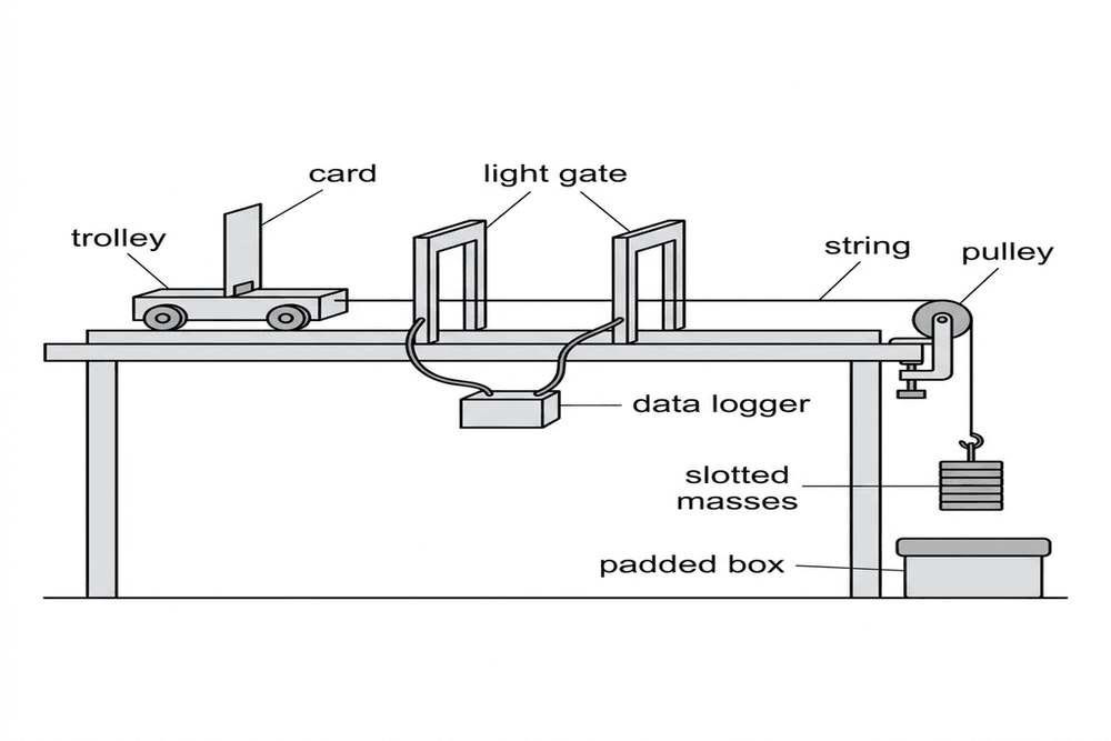 phys trolley acceleration setup