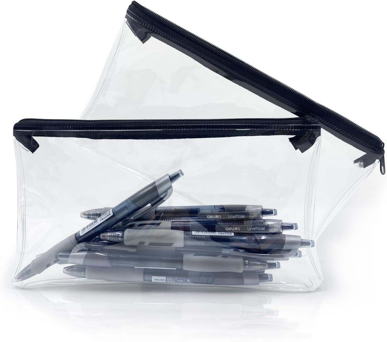 OBYJCA Clear PVC Exam Pencil Case (2-pack)